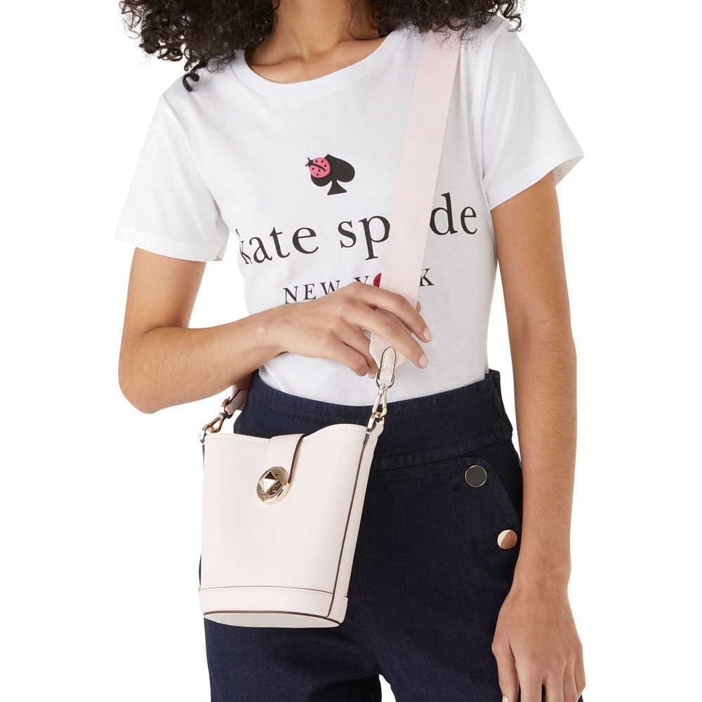 Kate Spade Crossbody Bag Audrey Smooth Leather Mini Bucket Bag Light Rose # K8103