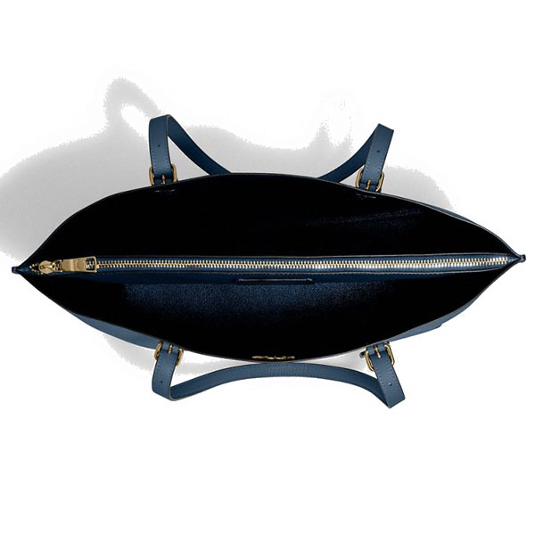 Coach Shoulder Bag Leather Mollie Tote Denim Dark Blue # 1671