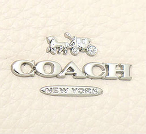 Coach Large Wristlet Contrast Double Zip Wallet Chalk Black # CF447