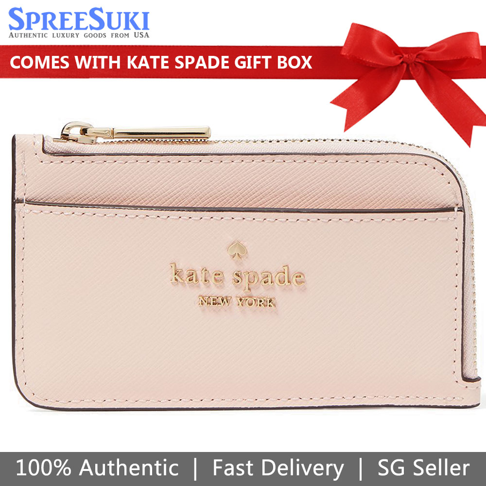 Kate Spade Madison Saffiano Leather Top Zip Card Holder Conch Pink # KC583