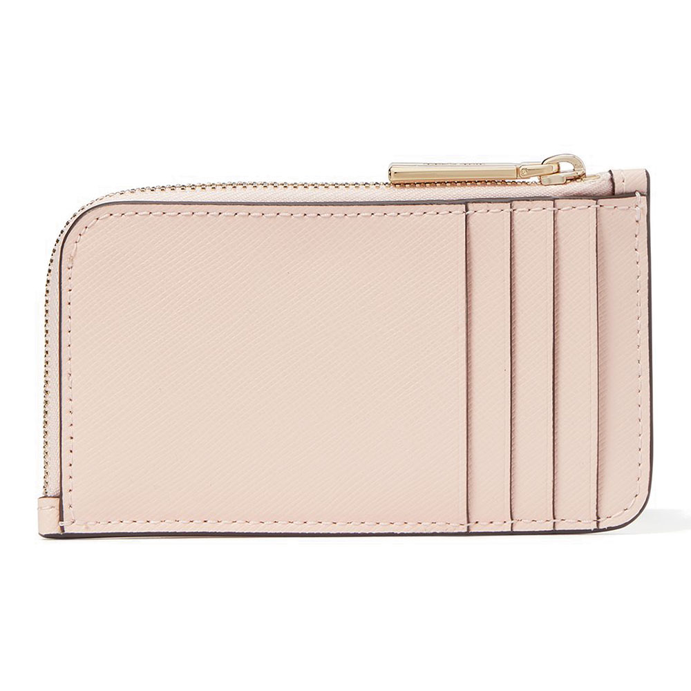 Kate Spade Madison Saffiano Leather Top Zip Card Holder Conch Pink # KC583