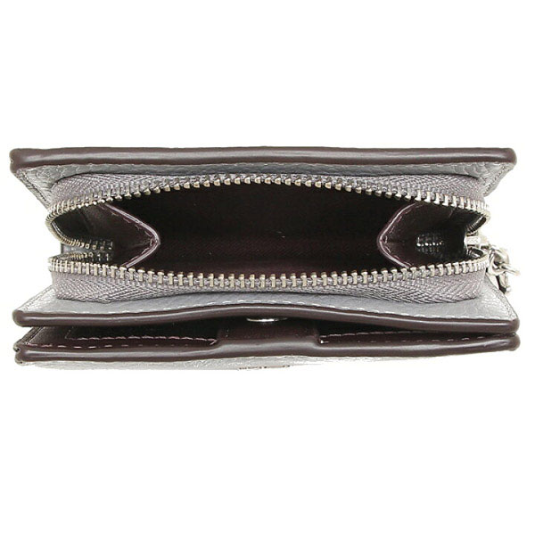 Coach Small Wallet Pebble Leather Snap Wallet Granite Grey # C2862