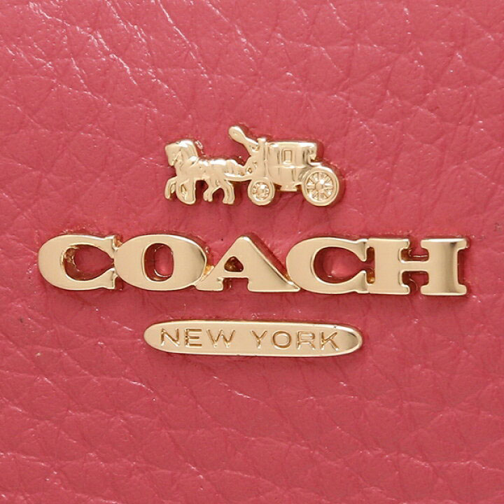 Coach Small Wallet Pebble Leather Snap Wallet Strawberry Haze Pink # C2862