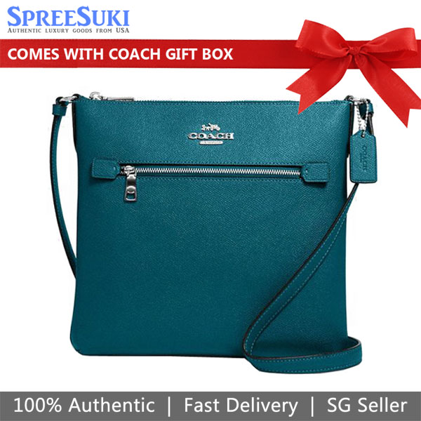 Coach Crossbody Bag Rowan File Bag Deep Turquoise # C1556