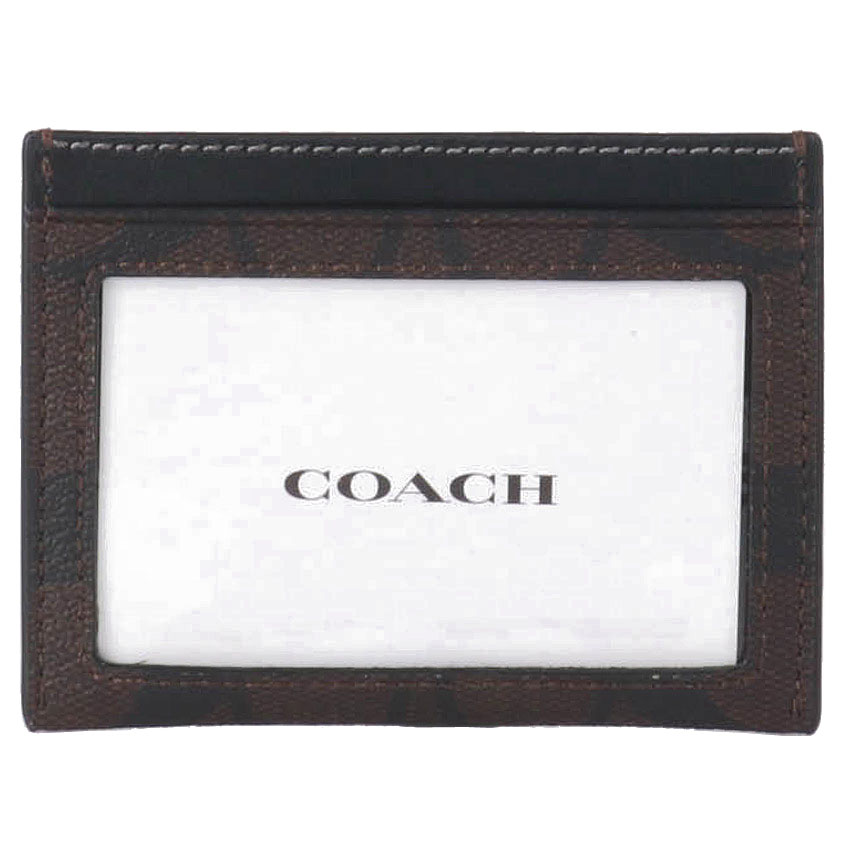 Coach Slim Id Card Case In Signature Canvas Card Holder Brown / Black # CH415
