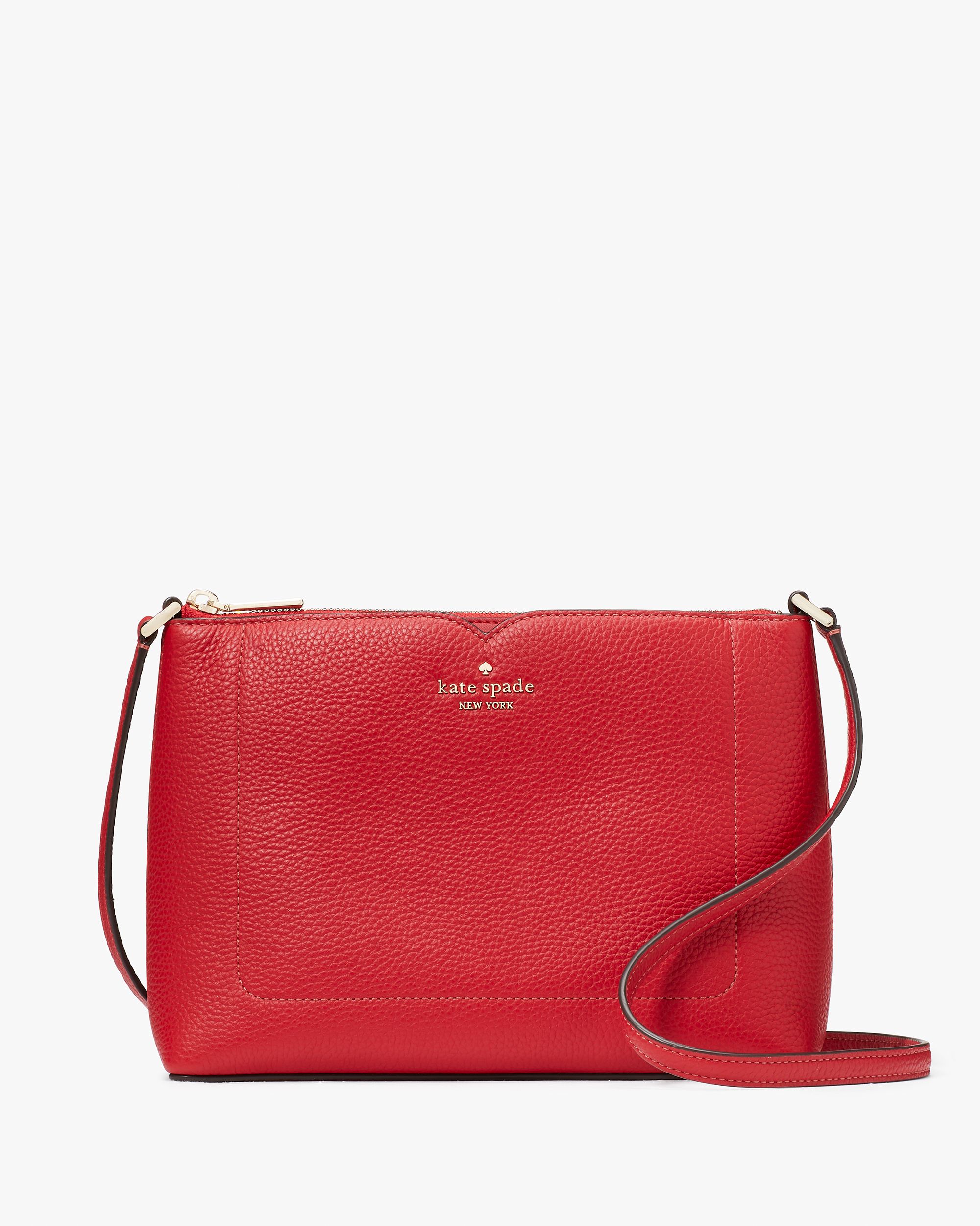 Kate Spade Crossbody Bag Harlow Pebbled Leather Crossbody Candied Cherry # WKR00058