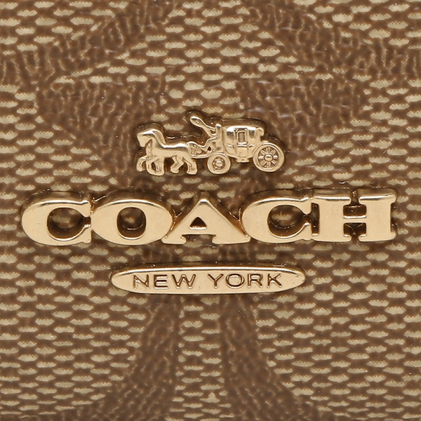 Coach Mini Id Skinny Card Case Signature Khaki Saddle Brown # F88208D5